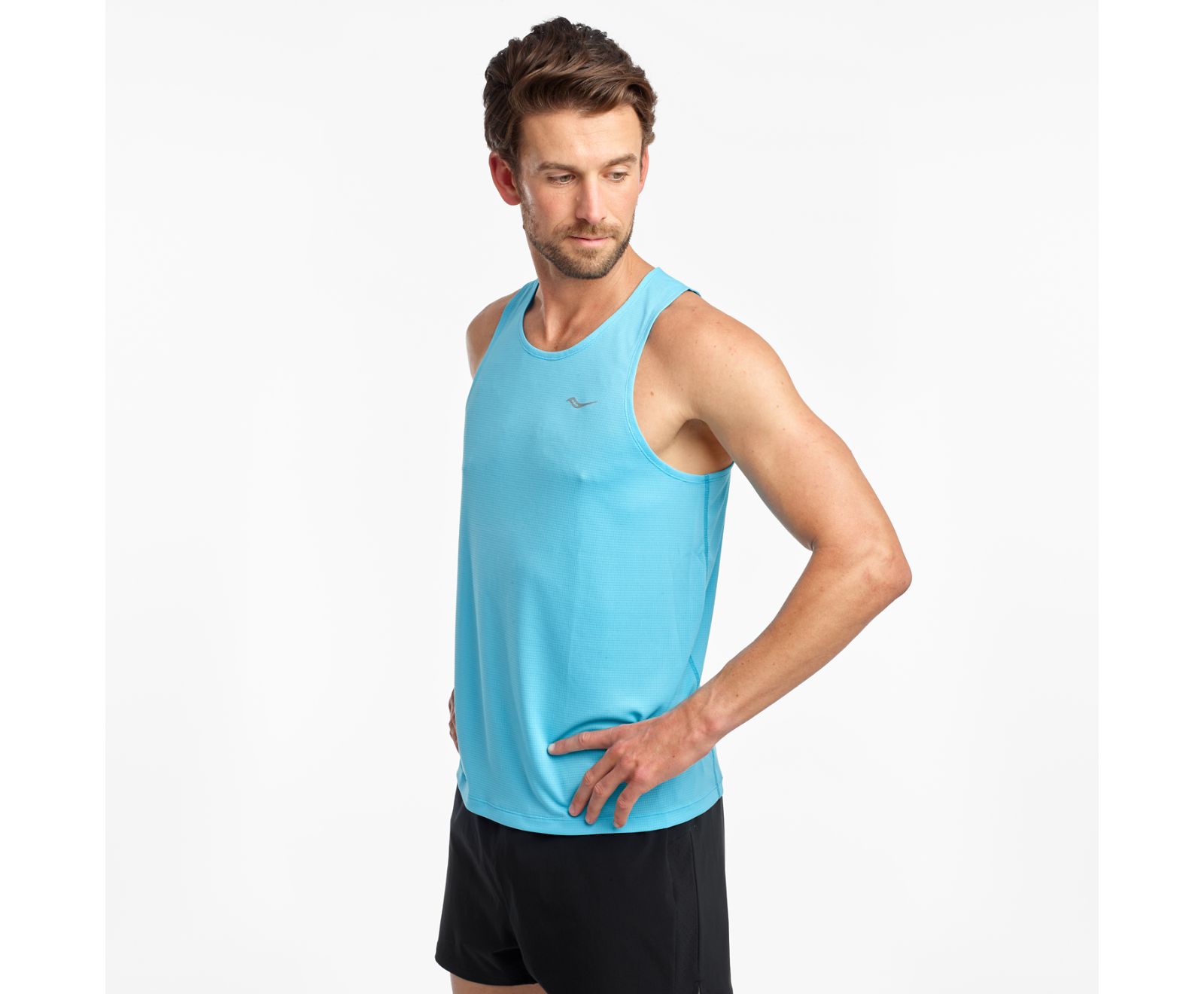 Férfi Saucony Stopwatch Singlet Ujjatlan Póló Kék | HU 542NWY